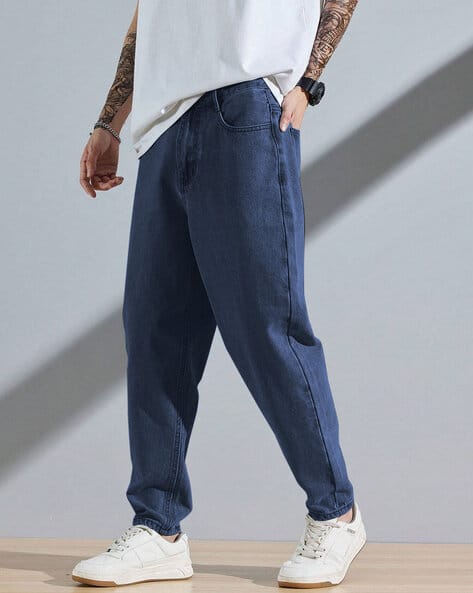 VOOTER Men Lightly Washed Tapered Fit Jeans
