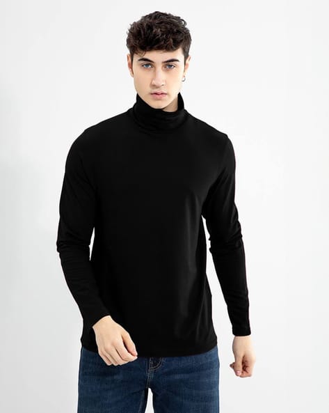 EYEBOGLER Men Regular Fit High-Neck T-Shirt
