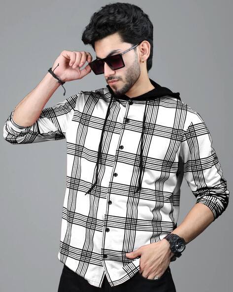 EYEBOGLER Men Checked Hooded Lounge T-Shirt