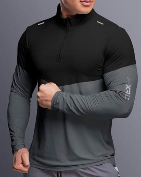 EYEBOGLER Men Colourblock High-Neck T-Shirt
