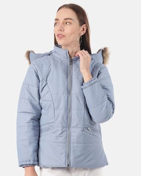voxati Quilted Hooded Bomber Jacket with Zip Pockets-picture-16