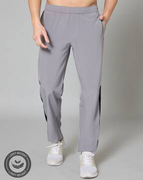 men typographic print track pants with elasticated waist