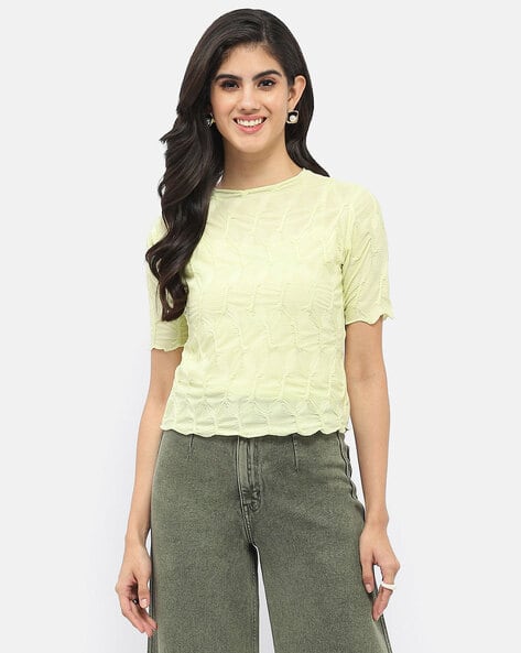 MADAME Women Slim Fit Top with Short Sleeves