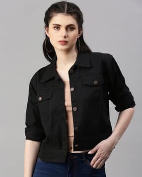Denim Jacket with Flap Pockets-image-33
