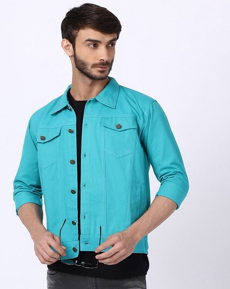 Turquoise denim jacket mens shops