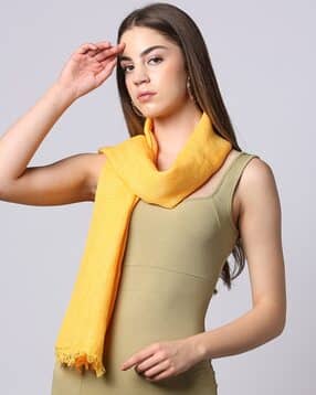 outryt by azorte Women Scarf with Frayed Hem-picture-16