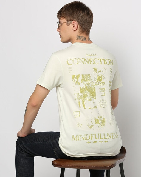 Men Graphic Print Slim Fit Cotton Crew-Neck T-Shirt