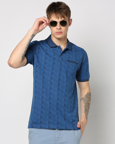 Men Geometric Print Regular Fit Polo T-Shirt