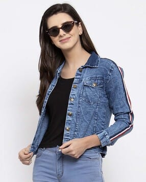 Denim Jacket with Flap Pockets-image-34