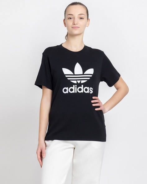 Black adidas t shirt women's fashion