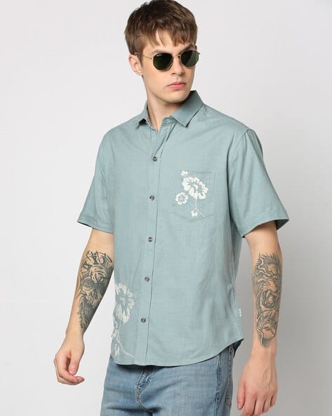 Price History of JOHN PLAYERS JEANS Men Embroidered Slim Fit Shirt