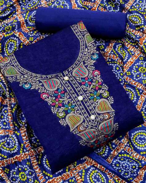 Women Meenakari Jacquard 3-Piece Dress Material Price in India