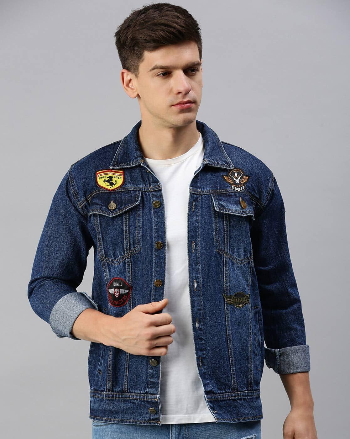 Buy VOXATI Washed Slim Fit Denim Jacket Online | Ajio.com