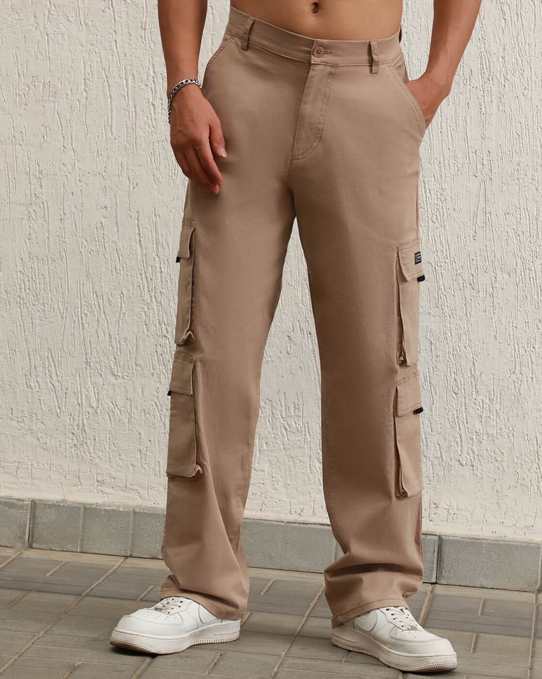 Men Mid-Rise Straight Fit Cargo Pants