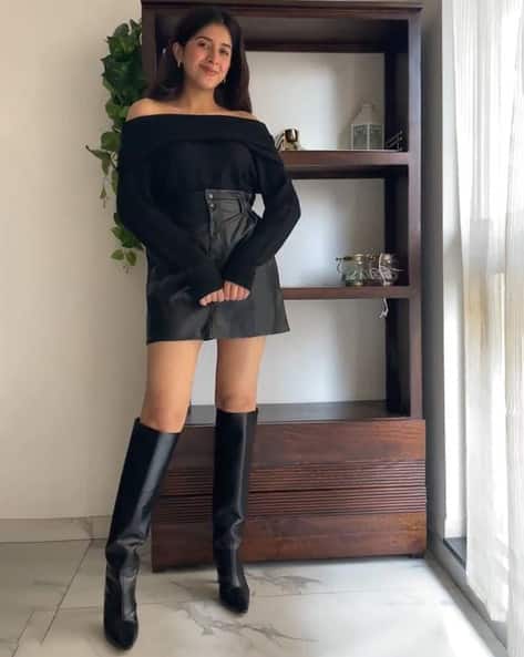 Women A-Line Leather Skirt