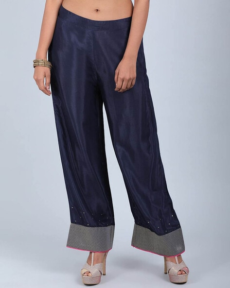Women Solid Straight Pants Price in India