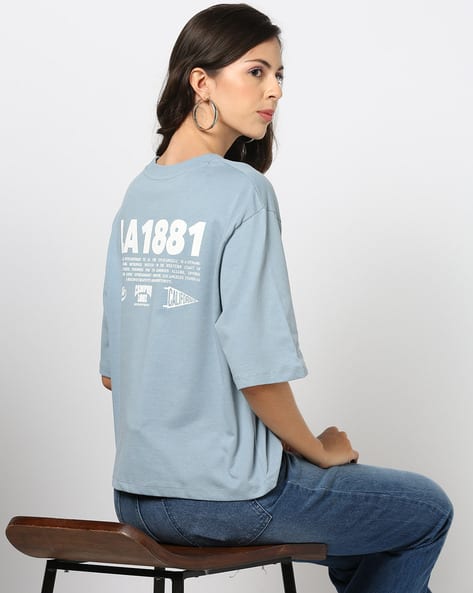 Women Printed Boxy Fit Round-Neck T-Shirt