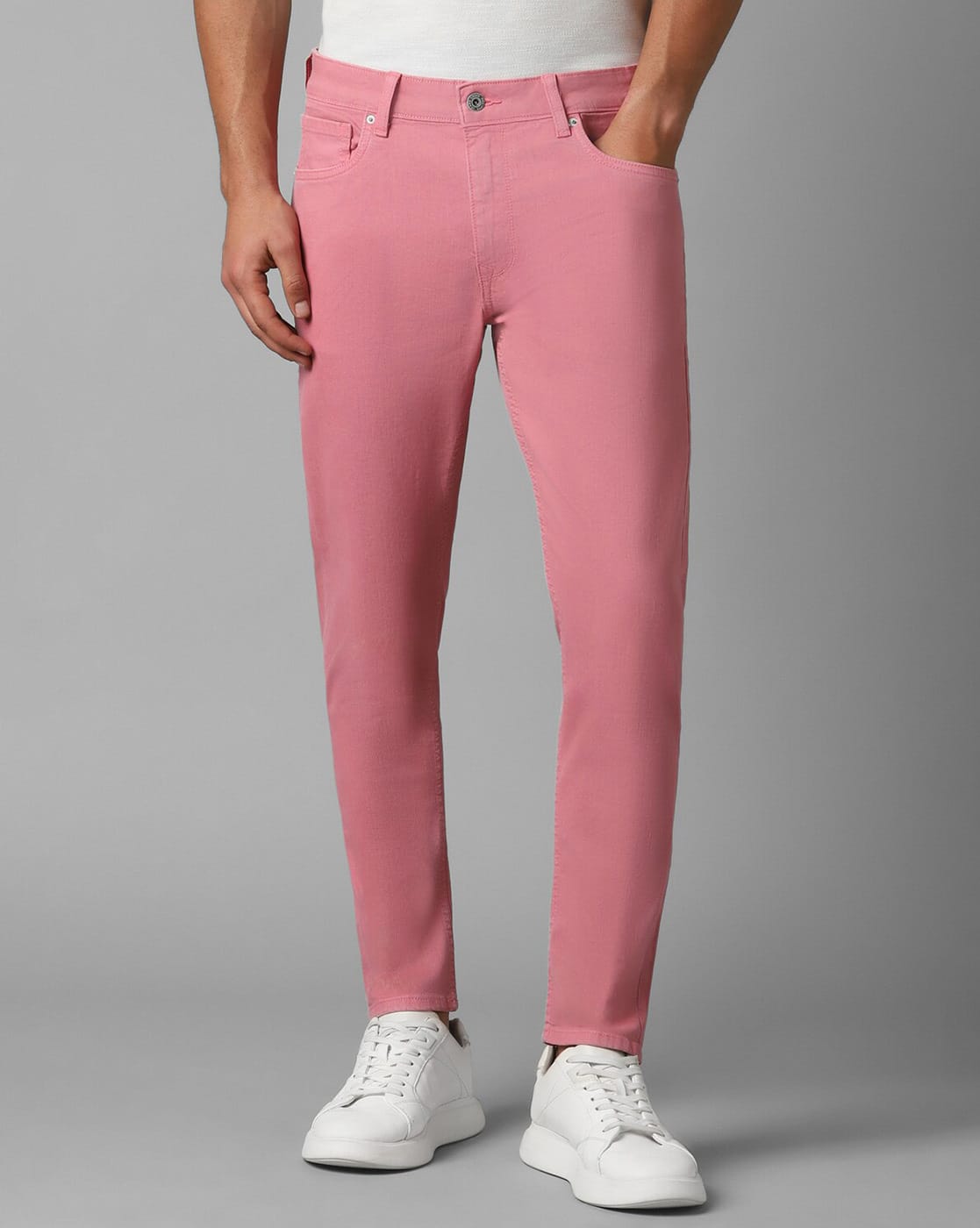 Pastel Pink Mens Jeans Stacked Denim Jeans Light Pink Stacked