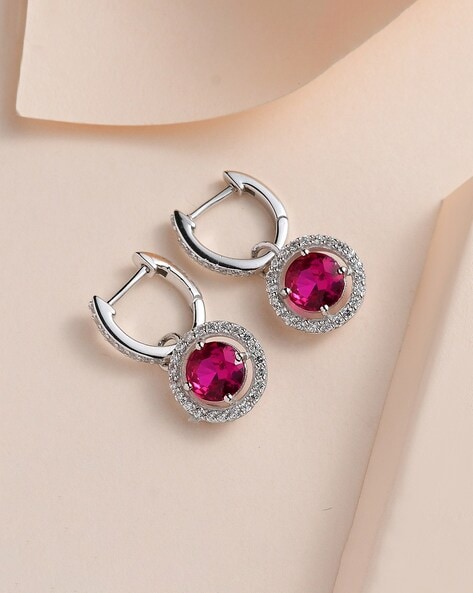 Diamond ruby sterling outlet earrings