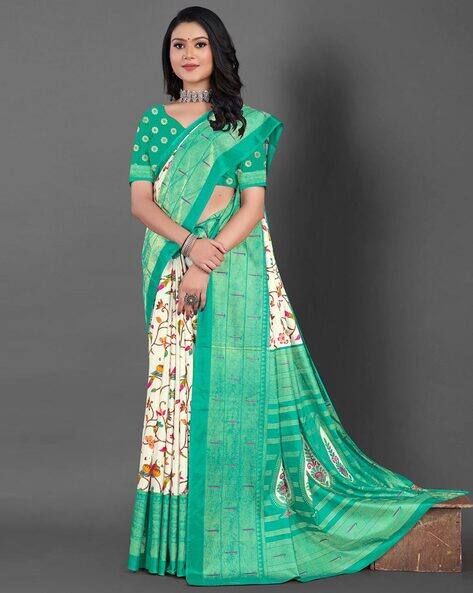 Ri-wah Women Floral Print Dola Silk Saree