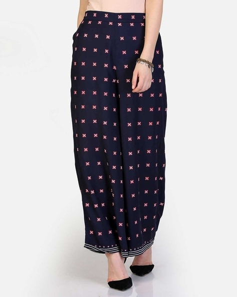 Women Printed Straight Fit Palazzos Price in India
