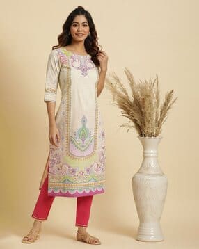 w Women Printed Straight Kurta-picture-22