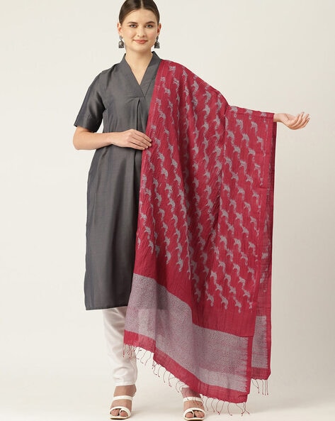 Woven Dupatta with Tassels Price in India