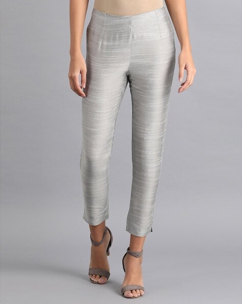 Women Heathered Regular Fit Straight Pants Price in India