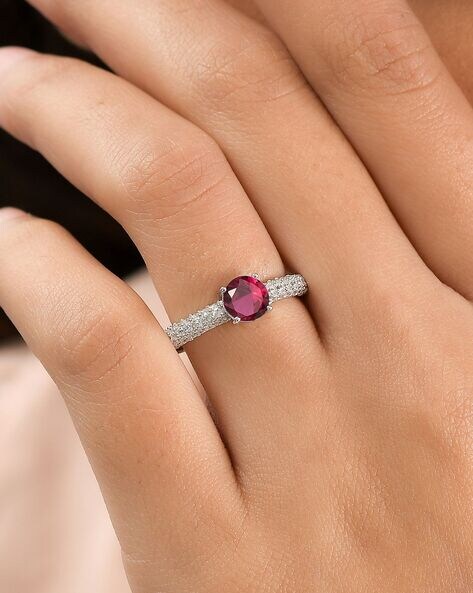 Size 7 ruby and diamonds silver ring offers