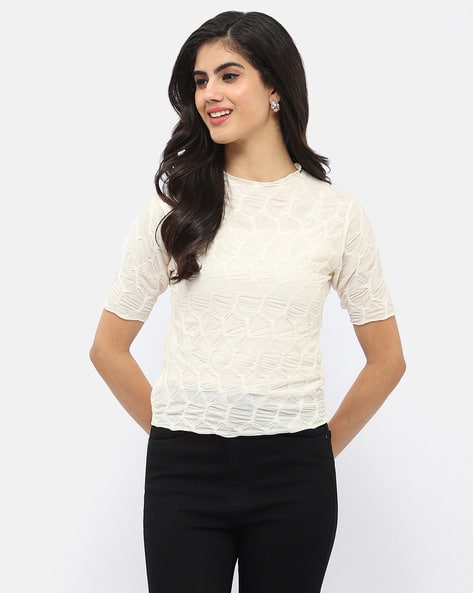 MADAME Women Slim Fit Top with Short Sleeves