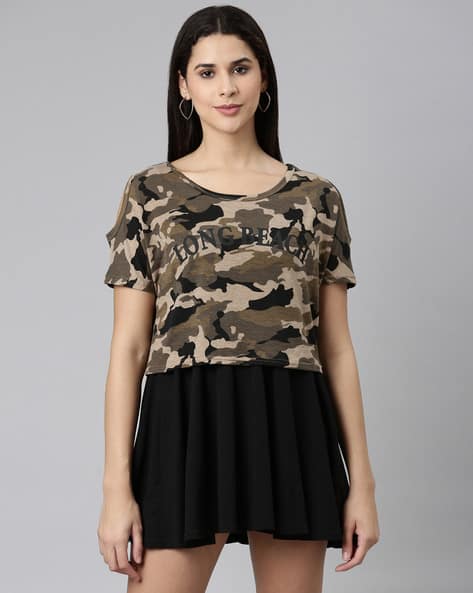 Women Camouflage Print A-Line Dress