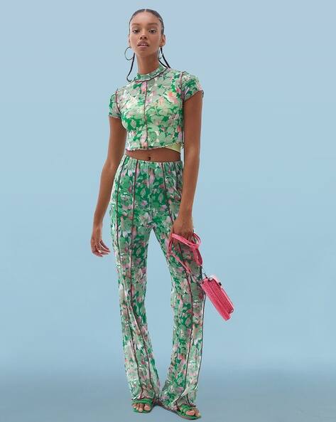 SAM Floral Print Pants with Elasticated Waist