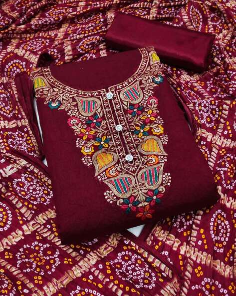 Women Meenakari Jacquard 3-Piece Dress Material Price in India