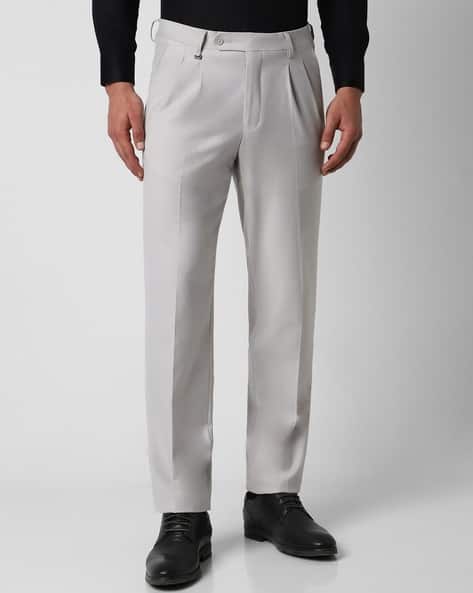 Men Slim Fit Single-Pleat Trousers