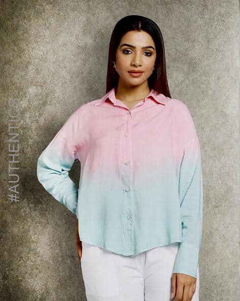 Ombre-Dyed Relaxed Fit Shirt