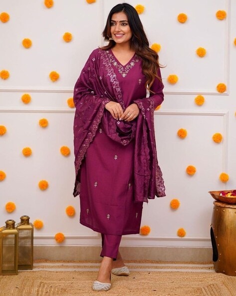 Buy Purple Kurta Suit Sets for Women by VAIDEHI FASHION Online Ajio