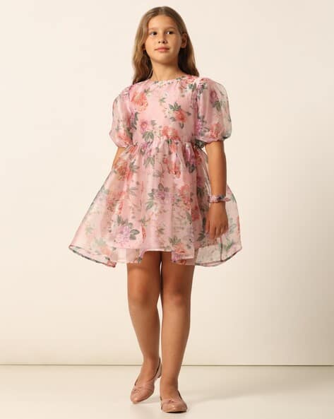 Girls Printed Fit Flare Dress