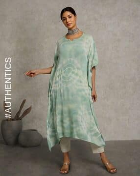 indie picks Women Tie & Dye Flared Kurta-picture-33