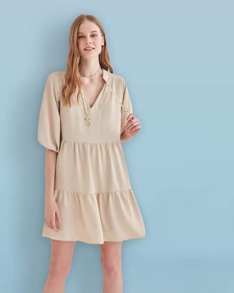 SAM Tiered Dress with Puff Sleeves