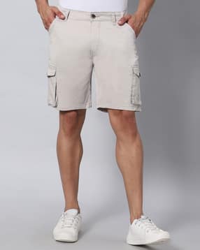 Solid Slim Fit Cargo Shorts-image-23