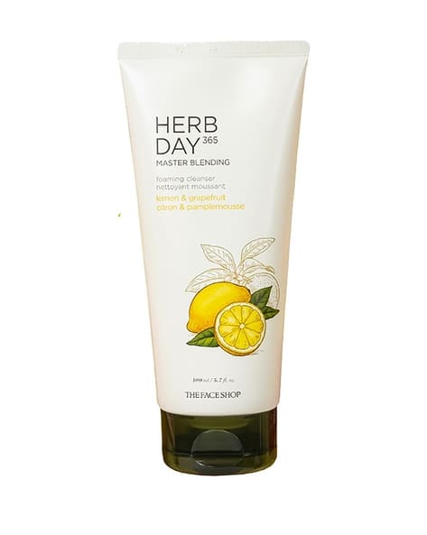 The Face Shop Herb Day 365 Lemon And Grapefruit Cleansing Foam - Korean Brightening Face Wash