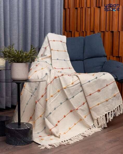 Cotton Throw Off White Blanket Throw Striped Single Throw Blanket