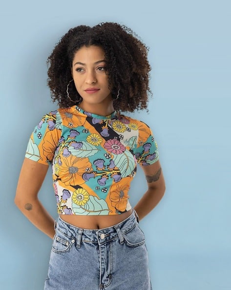SAM Floral Print Crop Top