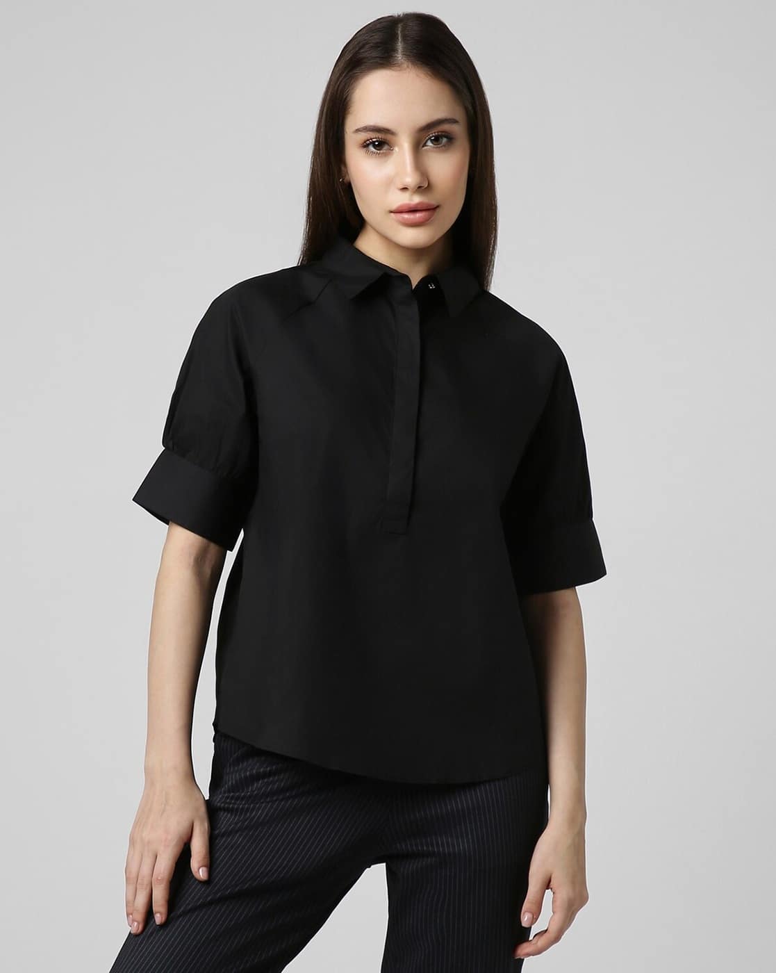Buy Black Shirts for Women by VAN HEUSEN Online | Ajio.com