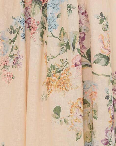 halliday scallop midi dress in cream watercolour floral zimmermann Zimmermann Women's Halliday Scallop Midi Dress in Natural