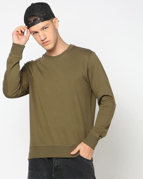 Buy Olive Green Sweatshirt Hoodies for Men by YOUSTA Online