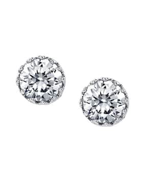 fabula Men Silver-Plated American Diamond-Studded Stud Earrings-picture-14