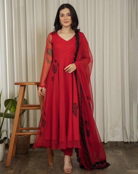 Red Kurta Suit Sets for Women by CANIZZARO Online | Ajio.com