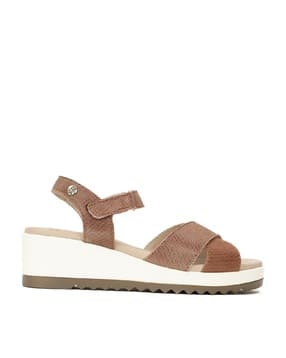 Women Regular Fit Cross-Strap Wedges with Velcro Fastening-image-44