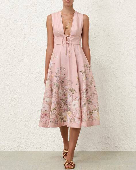 Zimmermann Pink Long Dress Buy Zimmermann Waverly Plunge A-Line